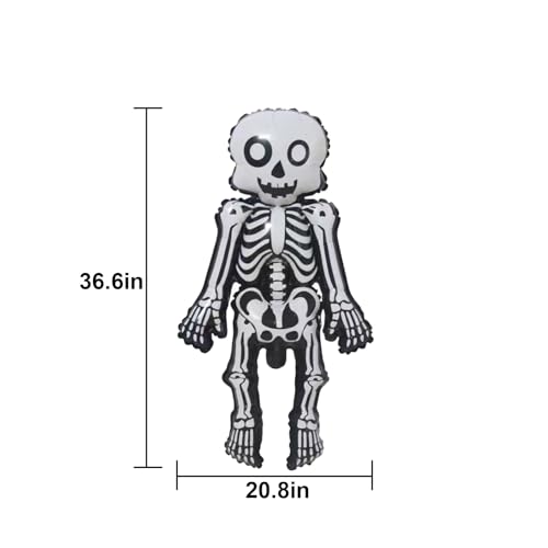 Image of Skeleton Man Balloon Halloween Balloons Skeleton Man Foil Balloons for Skull Themed Party Birthday Party Supplies Decorations Halloween Party Decorations Ballons Party Sets-3PCS