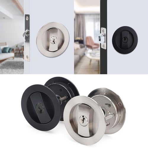 Cerrojo corredizo para puerta con llave, privacidad, diseño redondo para puertas corredizas, reemplazo rápido y fácil de herrajes dañados miniatura 2