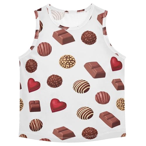 J JOYSAY Chocolate Heart Candy White Boys Tank Top Sleeveless Muscle Shirts Quick Dry Kids T-Shirts 3-15T