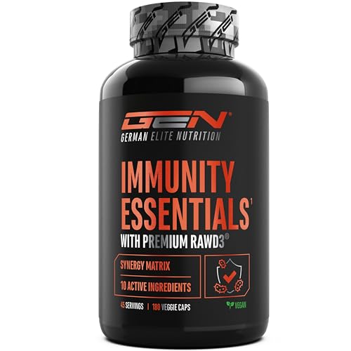 Immunity Essentials Komplex - 180 Kapseln mit Beta Glucan, Vitamin C, D3 (RAWD3®), Zink, Quercetin Echinacea Holunder & Pflanzenextrakten - hochdosiert, vegan
