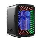 Upstreman Mini Kühlschrank 4L / 6 Dosen, Minikühlschrank mit LED-Beleuchtung, 12V/220V, Mini Fridge für Gaming, Schlafsaal, Büro & Auto, Schwarz,TR4-S