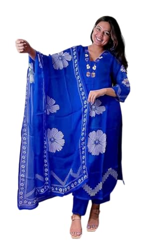 Image of Jatsy Women Pure Cotton Kurta Pant Dupatta Set | Salwar Suit Set For Girls And Women's