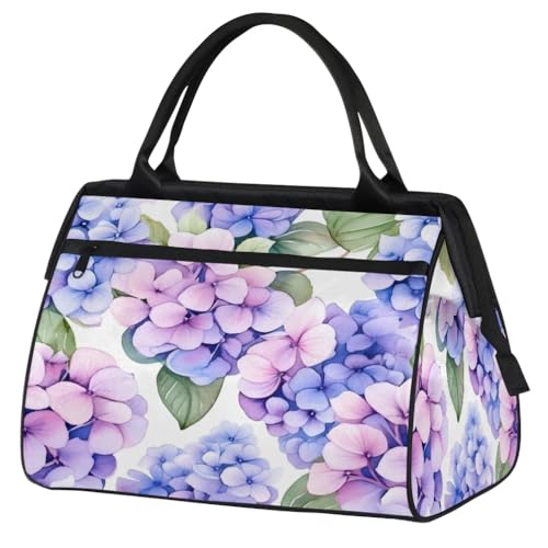 Travel Duffel Bag for Women, Hydrangea Flower Weekender Overnight Bag Carry on Beach Swim Bags Dance Bag Airlines Approved Personal Item Travel Bag for Yoga, Sports, Hospital