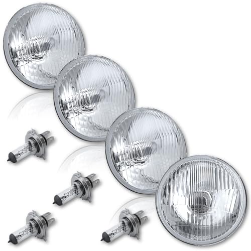 Octane Lighting 5-3/4' Halogen Semi Sealed Beam Headlight Conversion Headlamp 60/55W H4 Bulbs