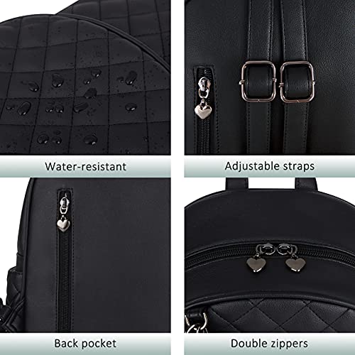 Image of ECOSUSI Mini Backpack Women Leather Small Backpack Purse for Teen Girl Cute Pom Bookbag Travel Shoulder Bag with Charm Tassel