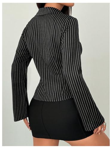 Floerns Women's Striped Button Down Shirts Long Sleeve Business Casual Blouse Top3