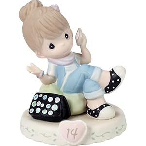 Precious Moments Growing in Grace Age 14 Collectible Porcelain Figurine, Brunette Girl – Ideal Keepsake for Birthdays, Anniversaries, and Special Occasions