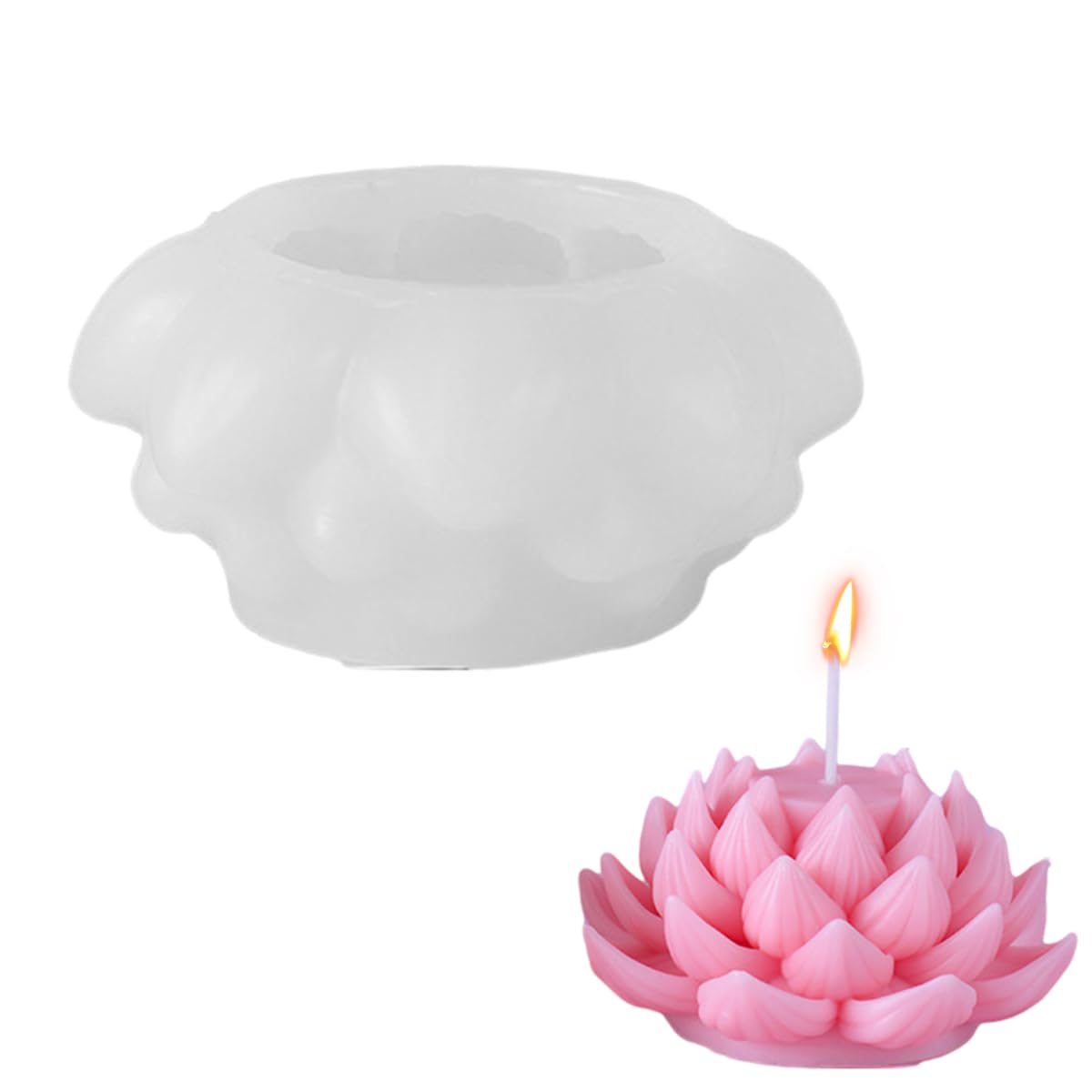 Radiance Store Lotus Resin Silicone Moulds - Cake Chocolate Mold 3D DIY Fondant Candle Soap Mould, Blooming Lotus Resin Aromatherapy Candles Gift Mold