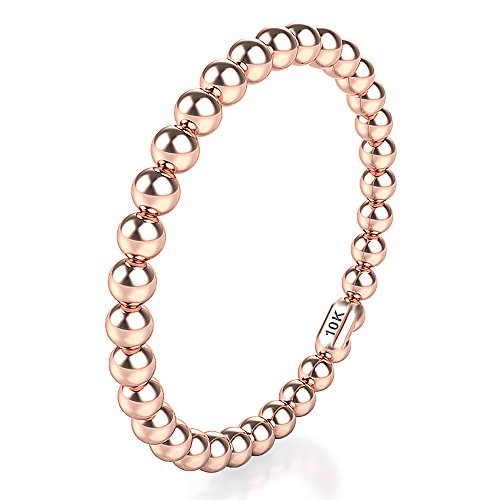 10K White/Yellow/Rose Gold 2MM Eternity Bead Wedding Band Ring