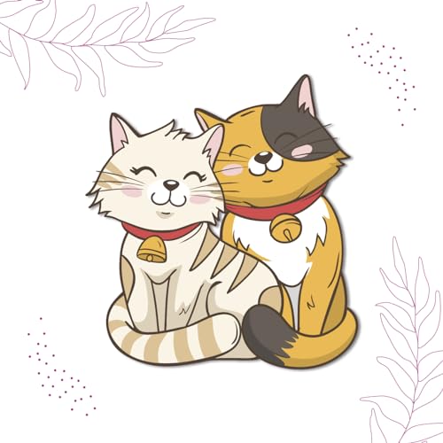 Image of Bhai Please Cat Couple Theme Wooden Fridge Magnet - Couple Gift