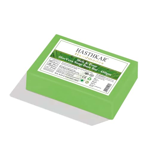 byPurenaturals Hasthkar Aloevera Soap Base Bar (15.8 Ounce) (450G) For Soap Making, Melt & Pour Soap Base, Pure Organic & Natural, SLS & SLES, Paraben Free 450 g (Pack of 1)