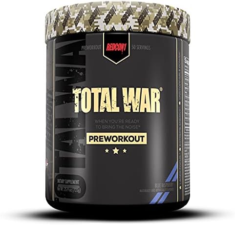 Amazon Com Redcon1 Total War Preworkout Powder 50 Servings Boost Energy Increase Endurance And Focus Beta Alanine 350mg Caffeine Citrulline Malate Nitric Oxide Booster Keto Friendly Blue Raspberry Health Household
