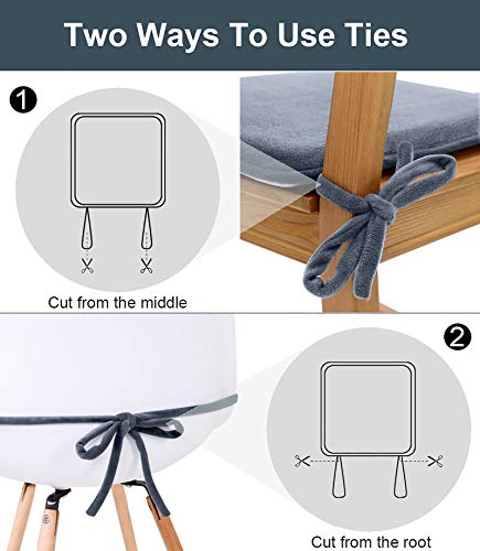 Shinnwa Dining Chair Pads,2 Pack Non Slip Memory Foam Kitchen Chair Cushions Pads With Ties And Gripper Backing (16" Square,Velvet Gray) #TOP6