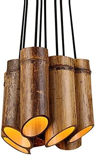 HWSY Opknoping Drops Kroonluchter Bamboe Design Licht Antieke Hanglamp, E27, Hanglamp Eetkamer Lamp Draad Licht Spot Lamp,a,8-Flammig Interesting