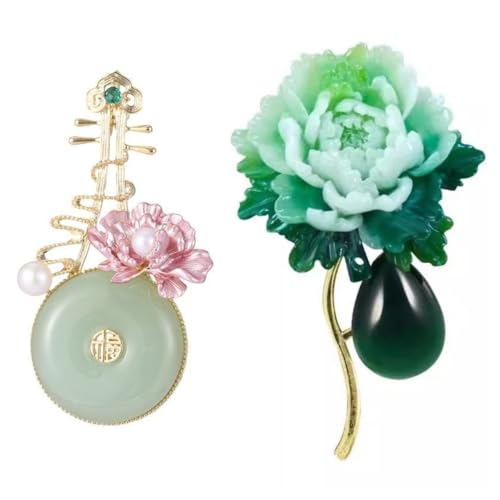 Image of 2 Pieces Fashion Ballerina&Violin&Cherry Blossom&Pipa&Peony Flower Brooch Woman High-end Artistic Temperament Pin Personality Cute Suit Coat With Accessories