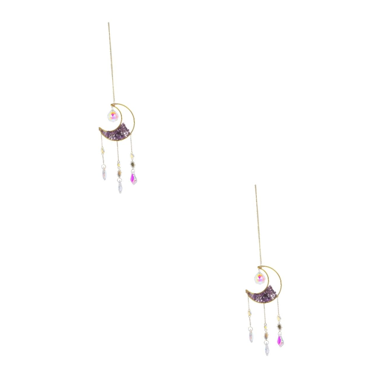 Carillon à vent en améthyste idée cadeau cristal suspendu lune pour anniversaire