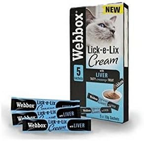 Webbox Lick-e-Lix Cream Liver Sachets Cat Treat 5 x 10g (Pack of 6)