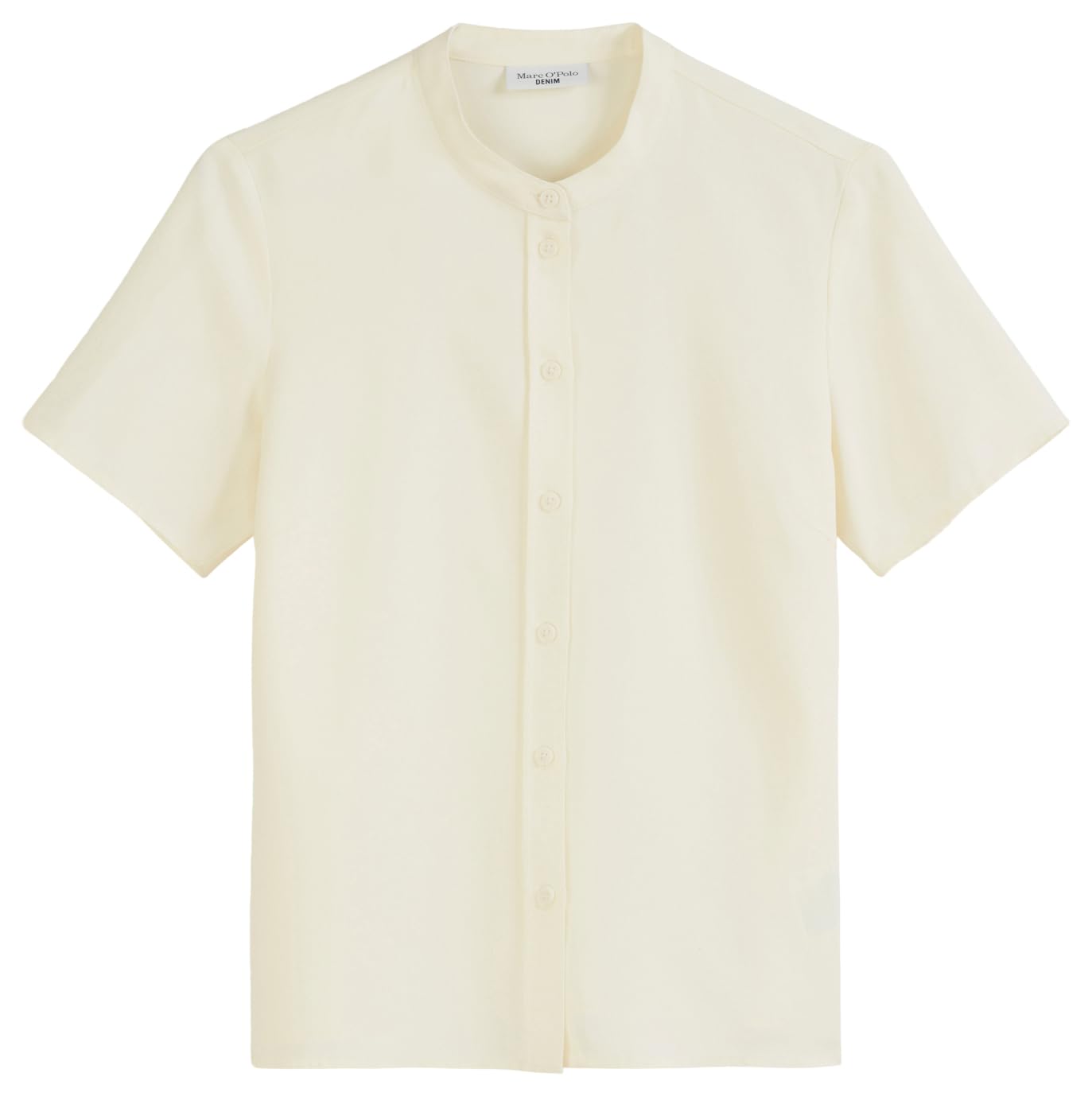 Marc OߴPolo Denim Women's Regular Fit Short Sleeve Blouse with Stand Collar, Off White (Creamy White), S