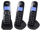Genérico Teléfonos Inalámbricos M750-3 | con Identificador | 3 Piezas | Color Negro