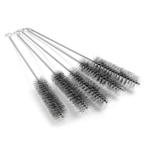 Image of Utoolmart Wire Tube Brushes, 1.0-inch Diameter, 12-inch Long, 5pcs | Stainless Steel Wire,Long-Handle Bristle,Spiral Power Design, Cleaning Tool, For Tubes Pipes Bottles, Auto Parts & Lab Use