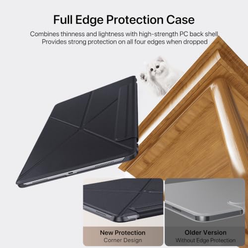 Image of for iPad Pro 11 Inch Case 2022 /2021 /2020, Magnetic Slim Foldable Multi-Angle Folio Case with PU Leather, Auto Wake /Sleep & Hidden Pencil Holder (Black, iPad Pro 11 in 2020 /2021 /2022)