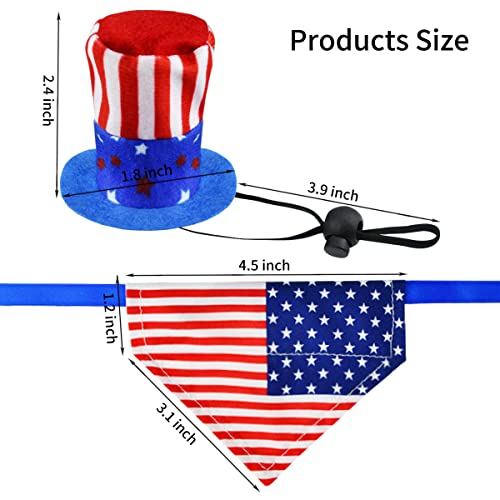 Cooshou 4 Pcs Pet Independence Day Costume Pet 4Th Of July Guinea Pig Hat And Bandana Uncle Sam Rabbit Hat American Flag Small Animals Hat Bandana Triangle Bib Scarf With Stars And Stripes Pattern (L) #TOP1