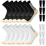 Calcetines para Hombre - 6 Calcetines de Fútbol y 6 Becerro Mangas Combinación - Calcetas Deportivas Antideslizantes y...