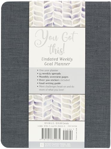 You Got This! Undated Weekly Goal Planner (with bonus stickers), Gray - Image 2