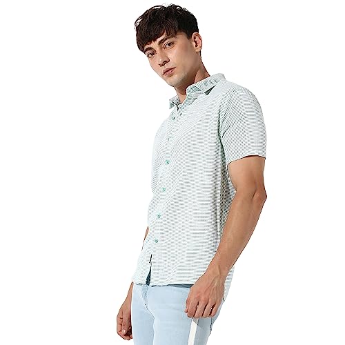 Image of CAHOOT Men's Button Up Regular Fit Shirt for Casual Wear | Stretchable Fabric | Spread Collar Shirt Crafted with Regular Sleeve & Comfort Fit for Everyday Wear