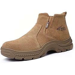 Zapato De Soldador Micoklinlin Zapatos de trabajo para hombre, zapatos de seguridad para mujer, ligeros, impermeables, zapatos de soldador, zapatos de seguridad para soldadores, caqui, 43 EU