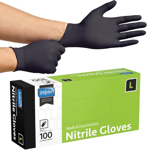 Comparison: Best Black Gloves For Cooking 8 Inspire Black Nitrile Disposable Gloves | 4.5 Nitrile Disposable Safety Medical Cooking Cleaning Black Gloves
