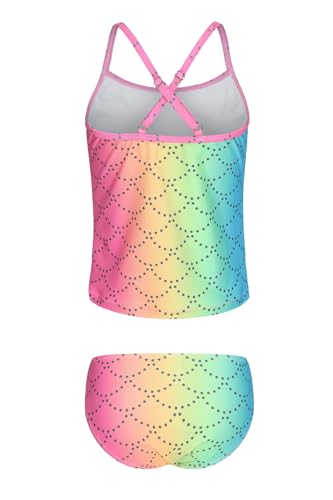Image of Girls Two Piece Tankini Swimsuits Tie Dye Bathing Suit Kids Hawaiian Swimwear Set 3-16 Years