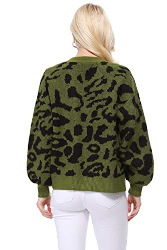 YEMAK Women's Chunky Leopard Print Open Front Long Sleeve Jacket Sweater Cardigan HK8254LEO (S/M-M/L)4