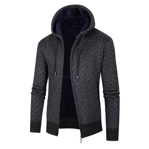 Mens Cable Knit Cardigan Sweater Drawstring Lightweight Solid Knitwear Outwear with Pockets2