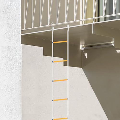 Escalera de cuerda de rescate portátil, resistente al fuego, 12 m, hasta 200 kg, escalera de seguridad, escalera de cuerda para casas de 2 pisos, reutilizable