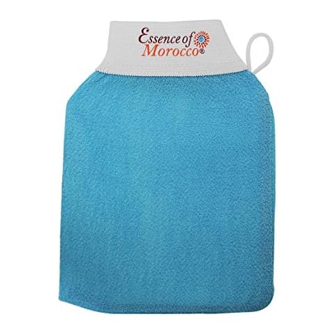 Moroccan Exfoliating Kessa Glove Blue Hammam Exfoliation Scrubbing Mitt Spa Scrub Made in Morocco Premium Quality (Single Pack) Cover