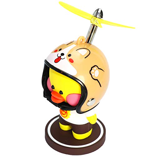 wonuu Yellow Duck Car Dashboard Decorations Cute Duck Car Ornaments with Propeller Helmet for Adults, Kids, Women, Men