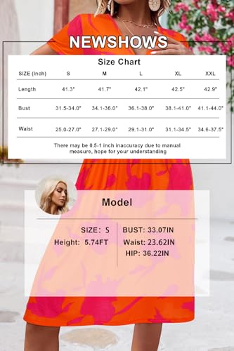 Image of Newshows Womens Summer Short Sleeve Casual Dresses V Neck Floral Vacation Sundress Faux Wrap Midi Dress with Pockets