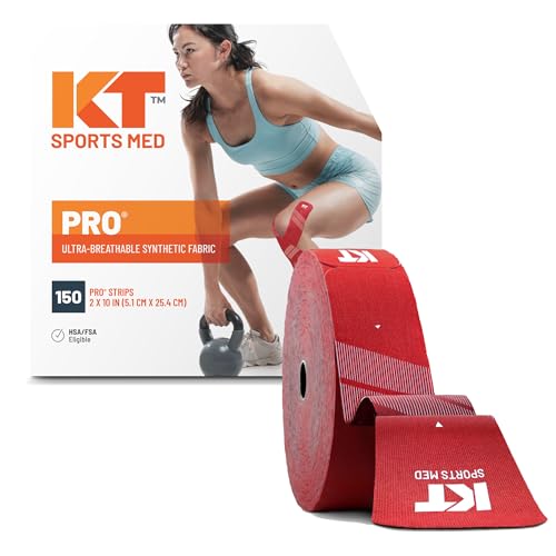 Image of KT Tape, PRO Synthetic Elastic Kinesiology Athletic Tape, 150 Count, 10 inch Precut Strips