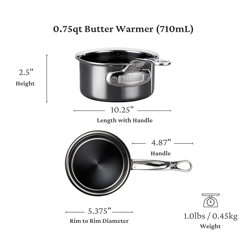 Image of Hestan - NanoBond Collection - Stainless Steel Titanium Butter Warmer, Induction Cooktop Compatible, 0.75 Quart