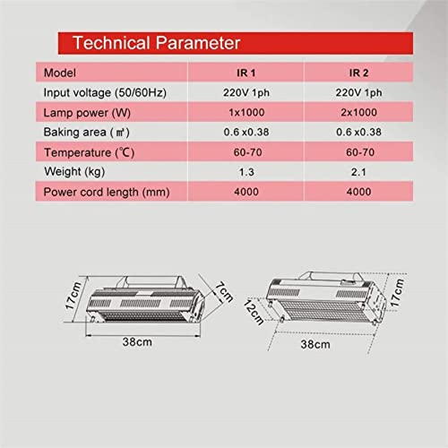 1000W/2000W Baking Infrared Paint Curing Lamp For Car Bodywork Repair Paint Dryer, Paint Curing Light For Car/Furniture, Handheld Halogen Heater Light Shortwave Infrared Lamp,2000W #TOP6