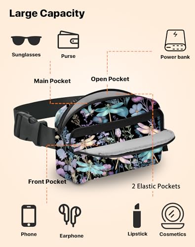 Image of Dragonfly Fanny Pack for Women Belt Bag Fashion Everywhere Waist Pouch Lightweight Crossbody Bags with Adjustable Strap