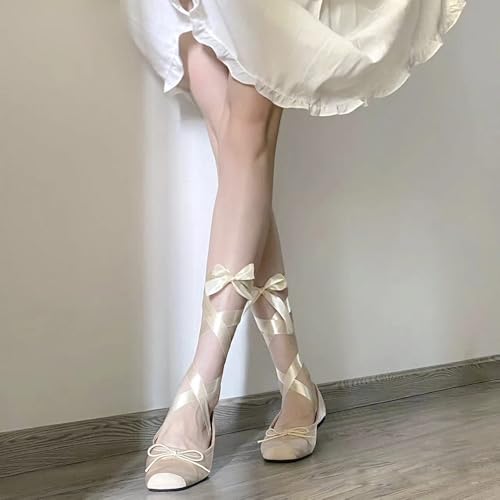 Women's Satin Ballet Flats Closed Square Lace-Up Ankle Strap Ballet Flatscute Mary Jane Shoes Women’S Lace Up Ballet Flats3