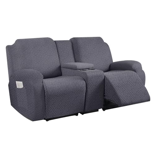 Recliner Loveseat Cover with Center Console Slipcover Stretchy All-Inclusive Cover Four Seasons Universal Anti-Cat Scratching Recliner Cover for 2 Seater