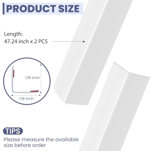 Image of 2PCS Wall Corner Protectors Guards - Self Adhesive Corner Protector & Corner Guards for Walls Edge Protection, Easy to Apply - No Tools Needed(Pure White, 47.24 inchx1.18 inch)
