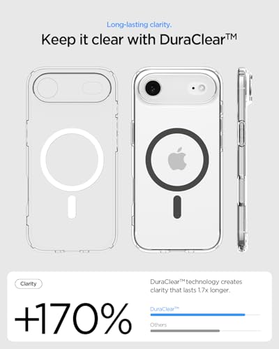 Image of Spigen for iPhone Air Case, Ultra Hybrid MagFit [TPU Covered Camera Control] [Anti-Yellowing] [Compatible with Magsafe] - Clear Graphite
