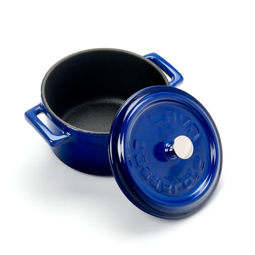 LAVA Cookware LV Y TC 10 K2 Mini Casserole, Rotondi, Diametro 10 cm, in ghisa, Colore: Blu - immagine 3