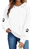 LOTUCY Women Dog Mom Sweatshirt :Dogs Paw Sweatshirt Women Animal Graphic Crewneck Tops Casual Sweater