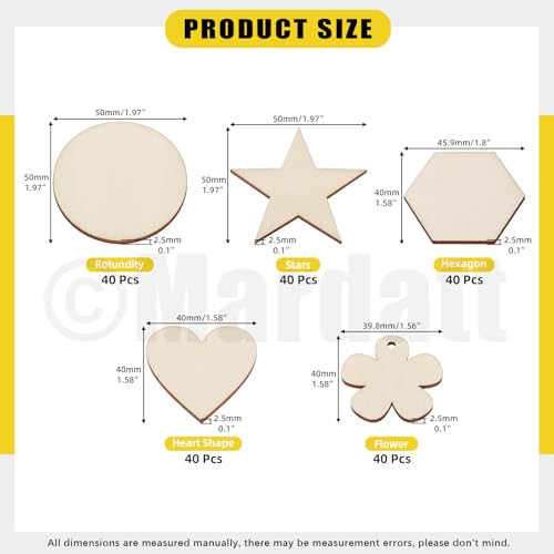 Mardatt 200Pcs Unfinished Wooden Slices - Image 2