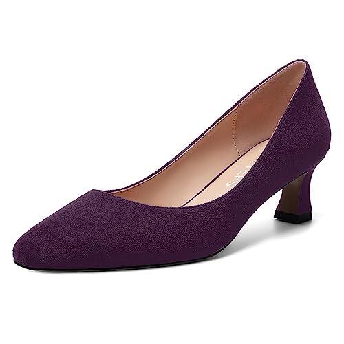MOVINSTEPS Womens Dress Dating Square Toe Slip On Suede Kitten Low Heel Pumps Shoes 2 Inch